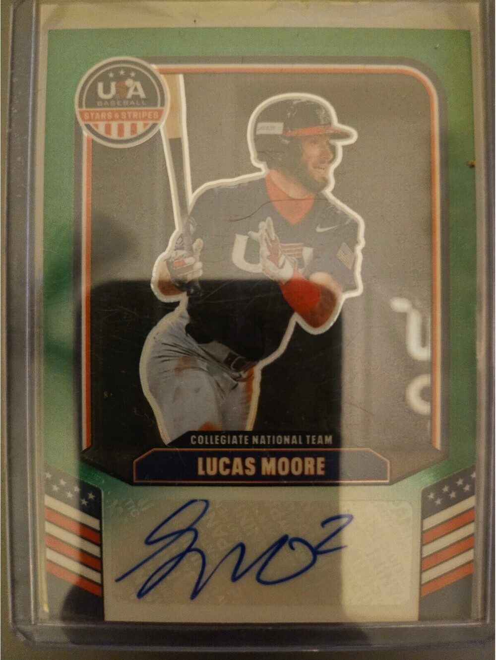 Lucas Moore [Green] #CNT-LM 2026 Panini Stars & Stripes USA Collegiate Signature